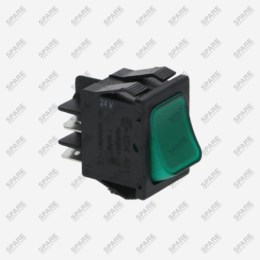 [SPF952] 8S0421 -RECTANGULAR GREEN ON-OFF SWITCH BRIGHT BUTTON. Hole 30x22mm. R2(L1-S1)